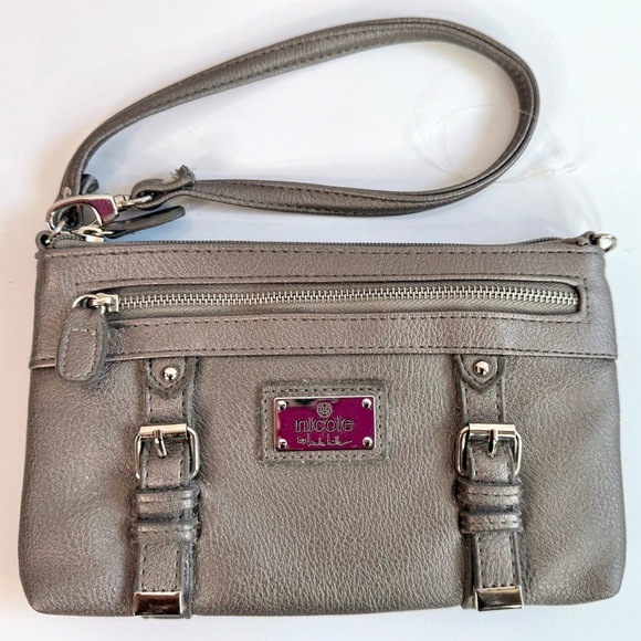 NICOLE MILLER NWT Gunmetal Grey Faux Leather Wristlet Wallet Combo NEW WITH TAGS - Picture 3 of 15